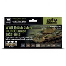 VALLEJO 71614 MODEL AIR SET WWII BRITISH COLORS UK / BEF / EUROPE 1939-1945 SET