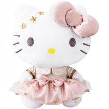 SANRIO K02473A HELLO KITTY 9.5PULG COLL PLUSH TOY WHITE & PINK DRESS