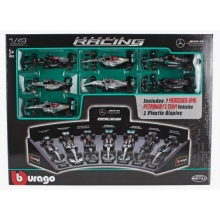 BURAGO 38170 1:43 MECEDES - AMG RACE FORMULA 7 CARS IN MODEL STAND