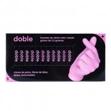 DOBLE GUANTES NITRILO ROSADOS TALLA S
