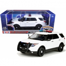 MOTORMAX 73995 1:18 LIGHT & SOUND 2015 FORD POLICE INTERCEPTOR UTILITY PLAIN WHITE
