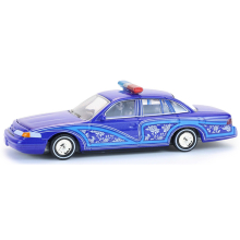 GREENLIGHT 63080-F 1:64 1992 FORD CROWN VICTORIA LOWRIDER BLUE WITH LIGHTBAR