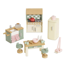 LETOYVAN ME059C WOODEN DOLLS HOUSE KITCHEN FURNITURE 20 PIEZAS
